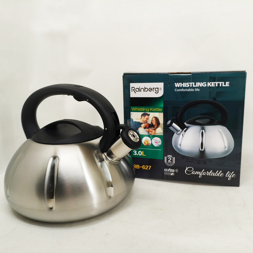 Обычный чайник со свистком, Чайник с удобным носиком для налива воды метталический газовый OL-66 Львов - изображение 3