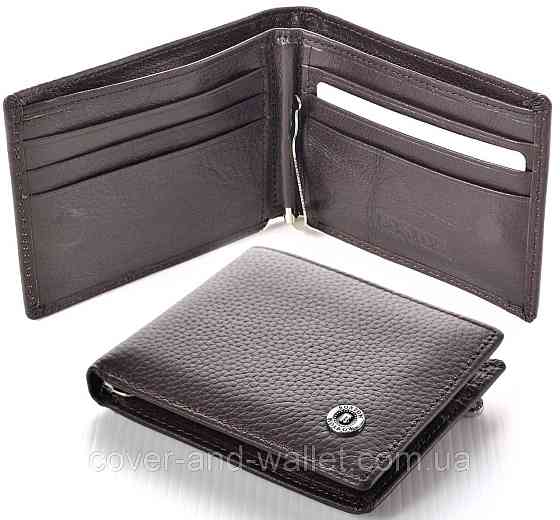 Коричневий маленький чоловічий гаманець на магнітах із затискачем Boston B 460 Київ