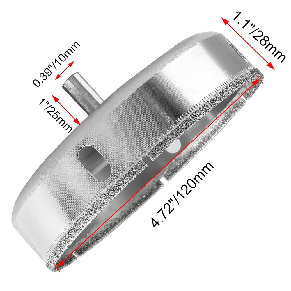 Алмазна коронка 120 мм по плитці/керамограніту/склу, під дриль, хвостовик 9,5 мм, з бічними вікнами (724381628) Київ - фото 3