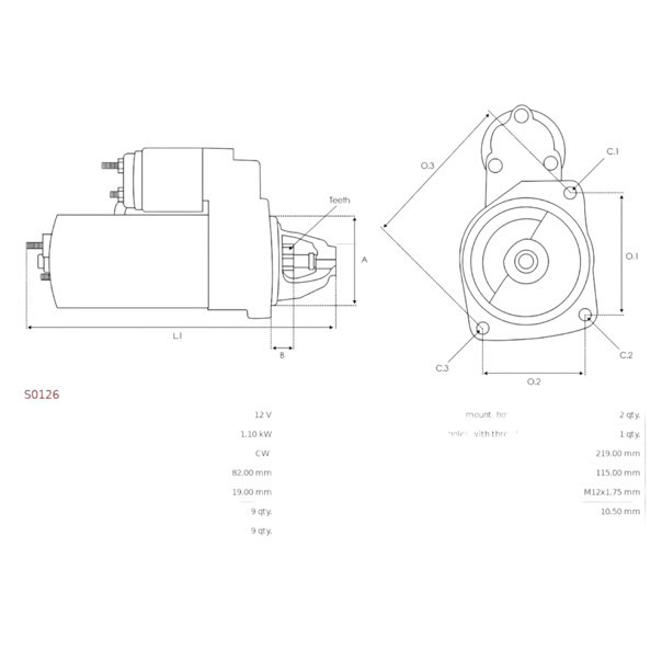 Стартер Omega, Vectra, Frontera 1.6-2.3 (1985-) (1.1кВт) AS-PL Opel Мукачево - фото 4