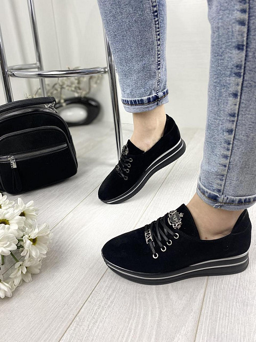 Liya Кроссовки женские LIYA черные замша натуральная размер 38 (3361) Коломыя - изображение 1