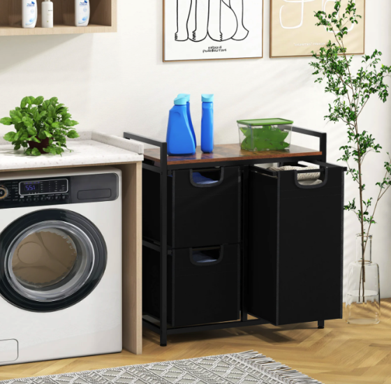 Кошик для білизни Costway Nordi 58 л в стилі Loft чорний Киев