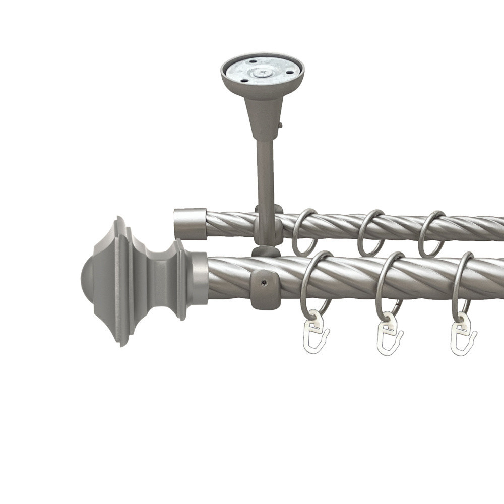 Карниз Orvit Борджеза металевий дворядний відкритий до стелі скручена труба кільце металеве Сатин 25\16 мм 240 см (00-00024076) Львів - фото 1