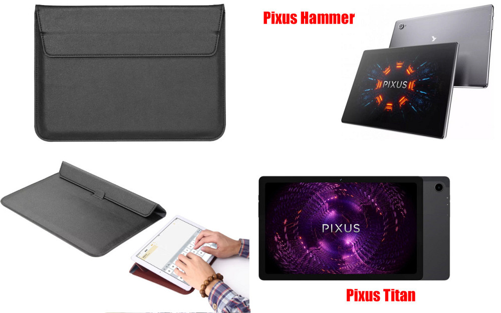 Чохол-конверт VitoCase для Pixus Hammer, Pixus Titan, з функцією підставки для планшета Чорний Київ - фото 1