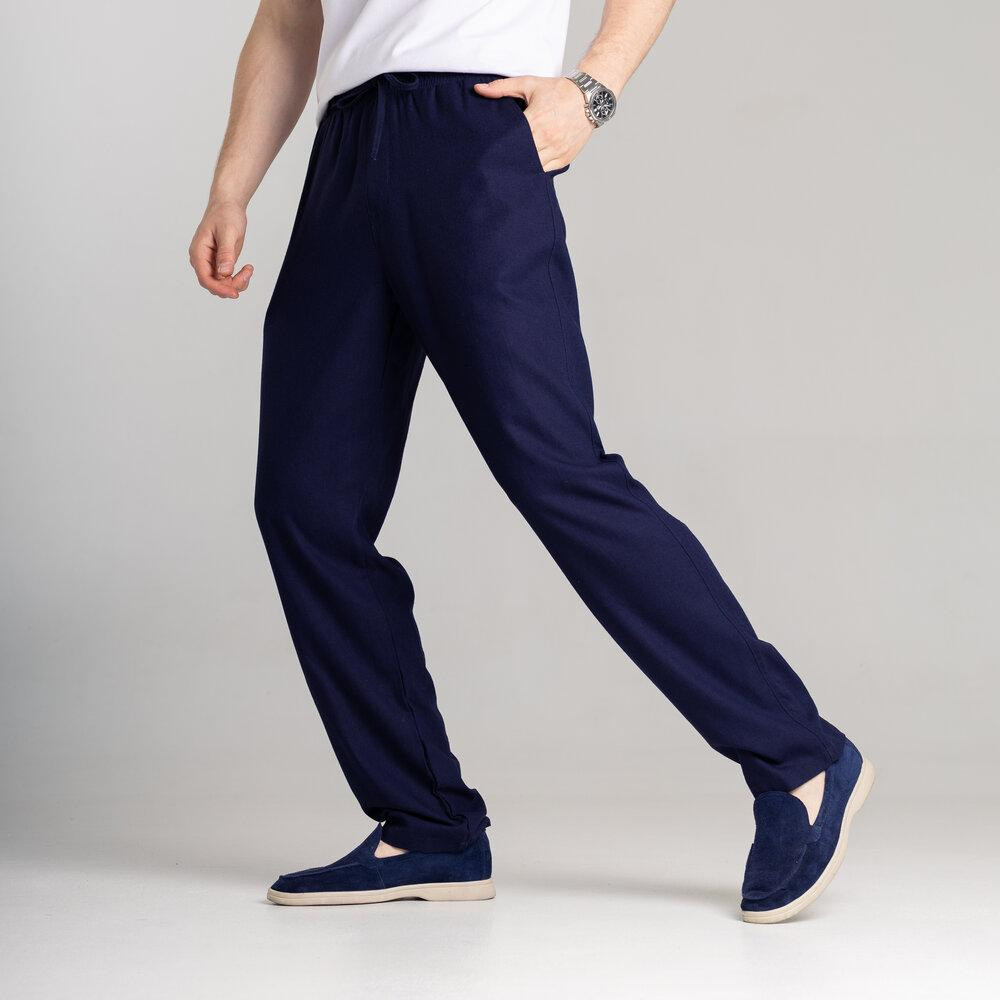Чоловічі лляні штани вільного крою темно сині Pobedov Chill Київ - фото 3