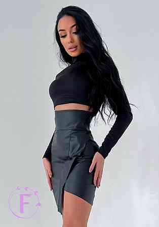Жіноча шкіряна спідниця "Terry" (тонка) оптом | Розпродаж моделі 42, Чорний Київ