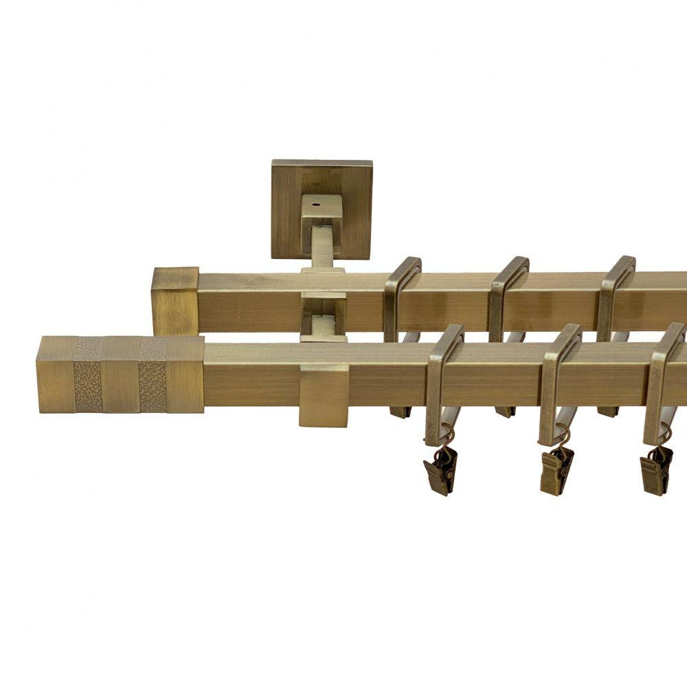 Карниз Orvit Картер ( Нептун) металевий дворядний бруклін гладка труба кільце тихохідне квадро з жабкою Антик Львов - изображение 1