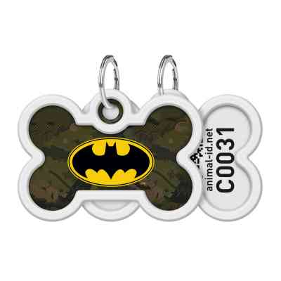 Адресник для тварин WAUDOG Smart ID з QR паспортом "Бетмен зелений" кістка 40х28 мм (0640-1002) Вінниця