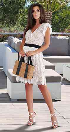 Біла гіпюрова сукня плісе короткий рукав. (42) Київ