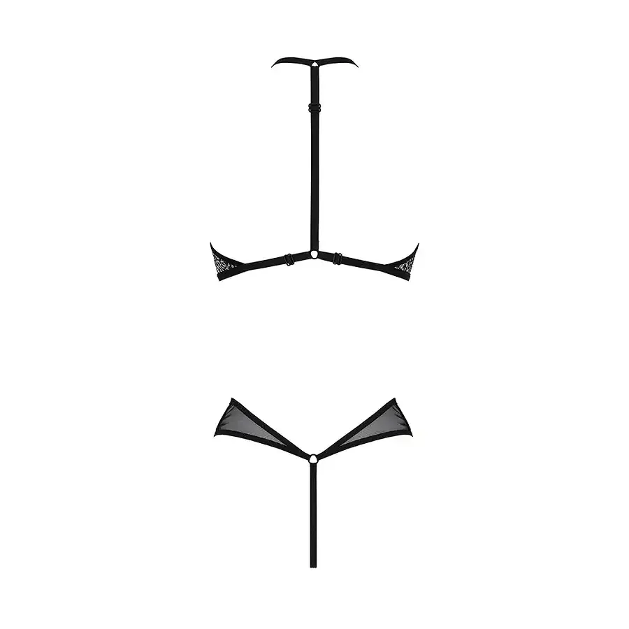 Сітчасте боді з мереживом на грудях Passion SATARA BODY S/M black Львів - фото 4