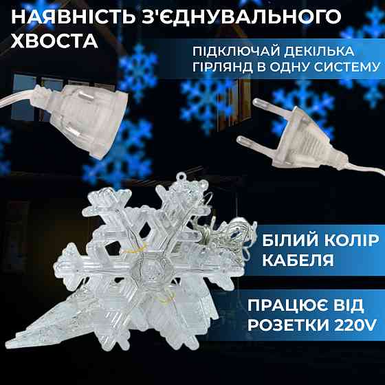 Garlando Гірлянда світлодіодна штора GarlandoPro сніжинка і зірка 12 фігур 3х1 м гірлянда зірка Київ
