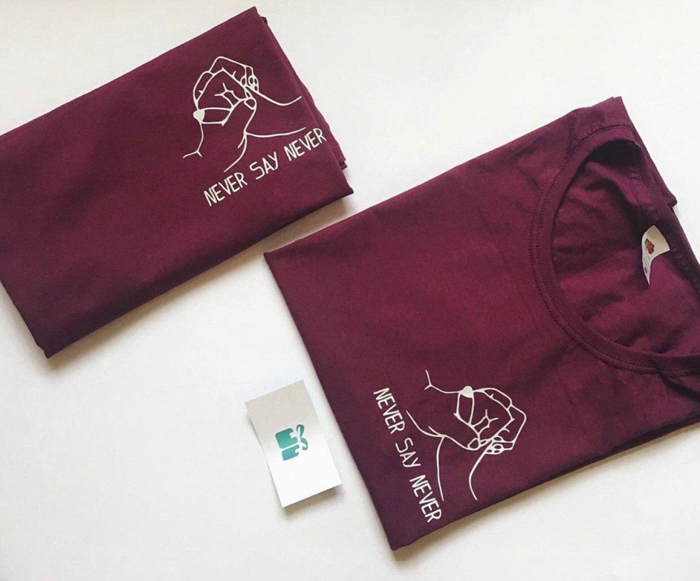 Парные футболки для парня и девушки . NEVER SAY NEVER Черновцы - изображение 1