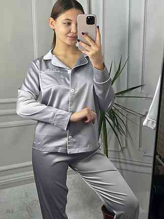 Комплект шовковий трійка сорочка з шортами і штанами Сірій L Харків