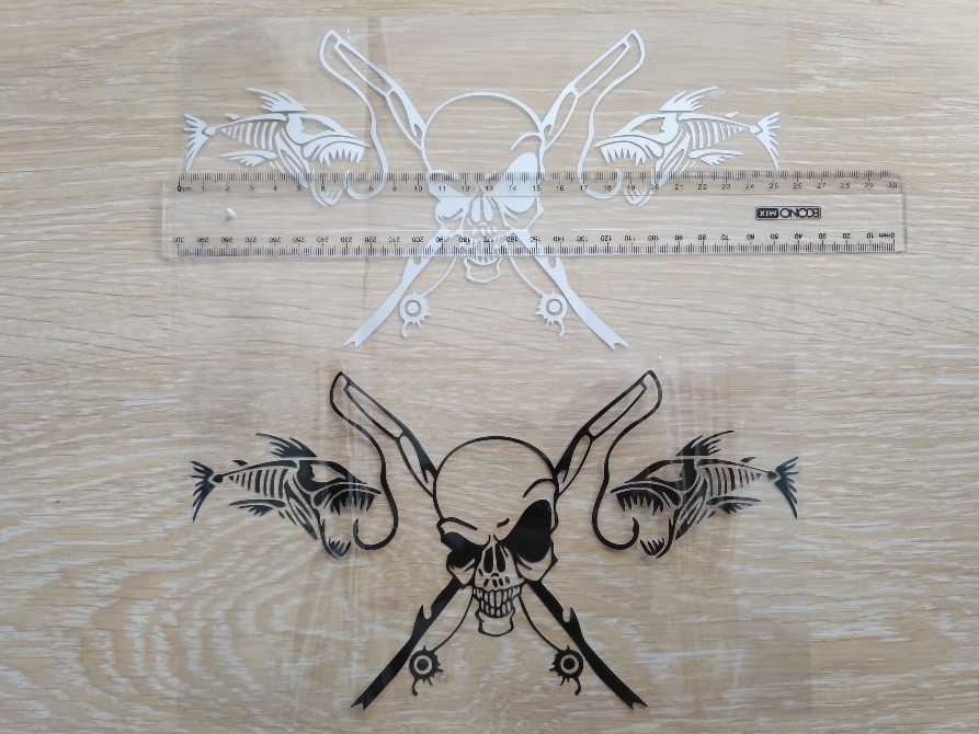 Наклейка на авто Рибальський череп Чорна, Біла Київ - фото 4