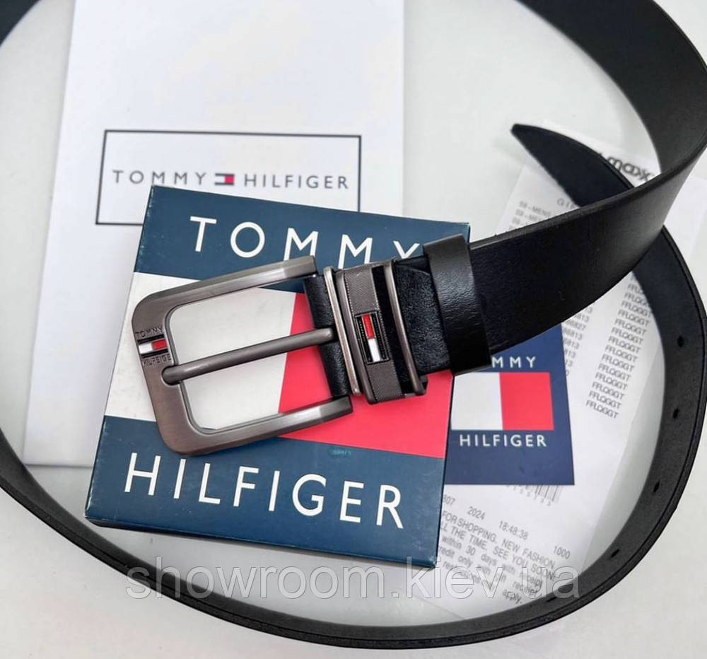 Чоловічий шкіряний брендовий ремінь (070) чорний Київ - фото 4