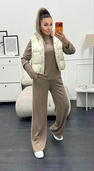 Жіночий базовий костюм-двійка: лонгслів і штани трикотажний рубчик Моко, 42/44 Одеса - фото 3