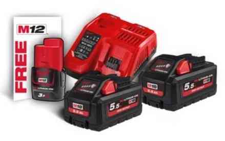 Энергокомплект Li-Ion MILWAUKEE, M18 HNRG-552 (зарядное устройство M12-18FC, 2 аккумулятора М18 HВ5.5 5,5Аг) + подарок аккумулятор Одесса