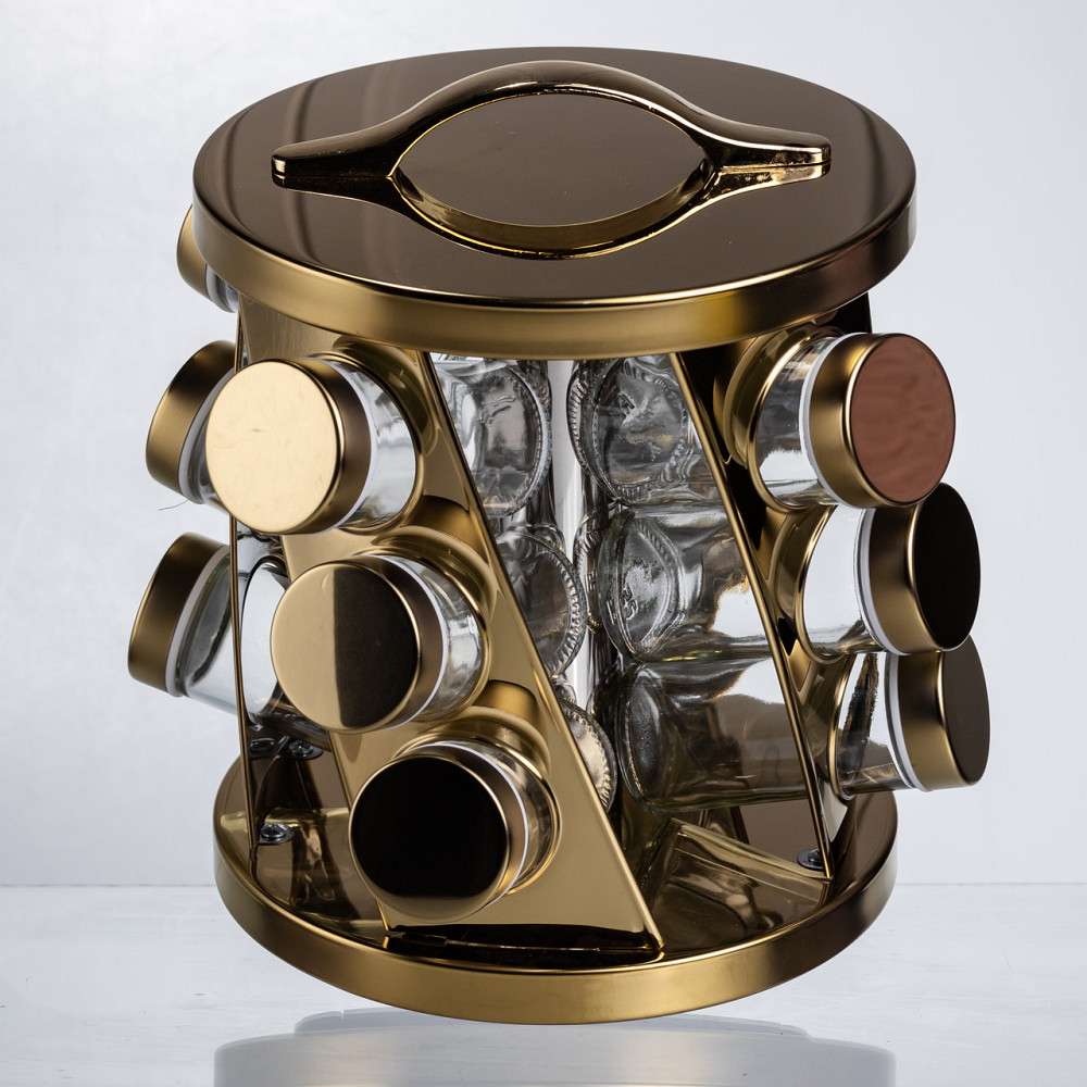 Yiwu Карусель для спецій 12 баночок по 100 мл, золото HP-1369 Коломыя - изображение 4