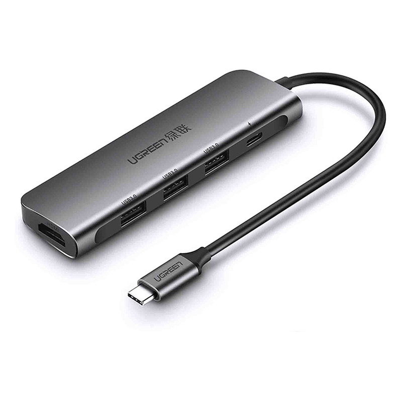 Багатопортовий хаб Ugreen CM136 5-in-1 HUB Adapter 50209 (Сірий, Type-C to 3xUSB 3.0/PD/4K HDMI) Миколаїв - фото 2
