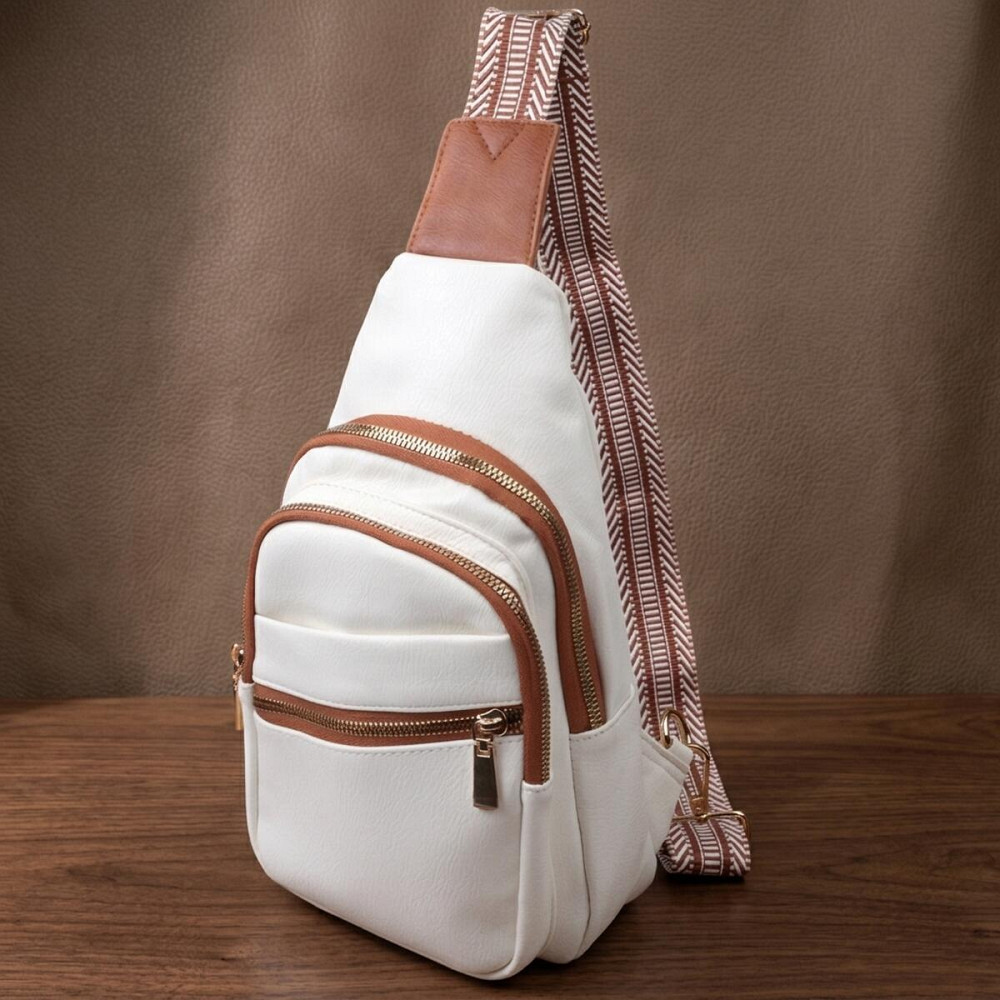 Стильна сумка жіноча з однією лямкою через плече з екошкіри Vintage 22757 Білий Київ - фото 11