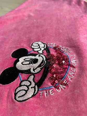 Футболка женская A-N 26030 вареная тай-дай оверсайз с вышивкой Mickey Mouse, розовый, one size Одесса