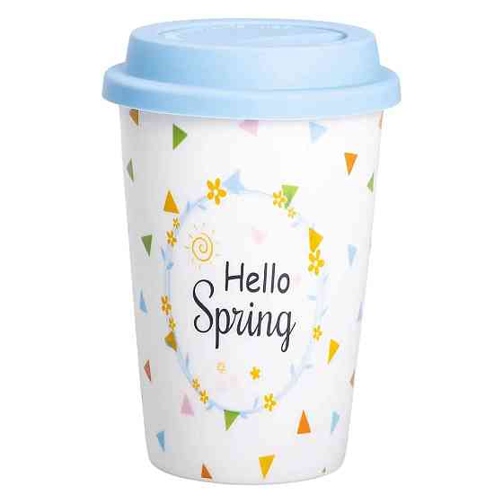 Порцелянаовий стакан із силіконовою кришкою та отвором для трубочки 420 мл RX-N240546HS Київ