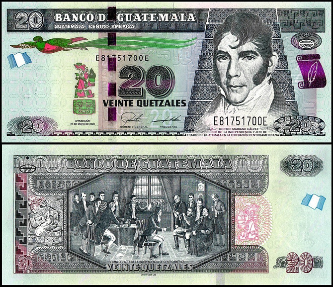 Гватемала / Guatemala 20 Quetzales 2020 Pick 124 UNC Полтава - изображение 1