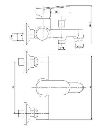 Змішувач для ванни Imprese LESNA, хром, 35 мм Київ