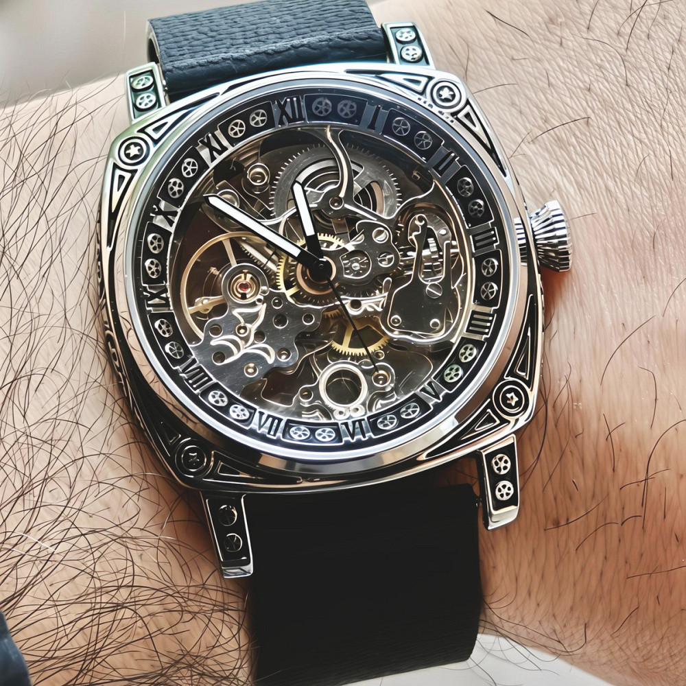 Часы мужские механические WishDoIt Baron Imperial Black (2 ремешка) Винница - изображение 7