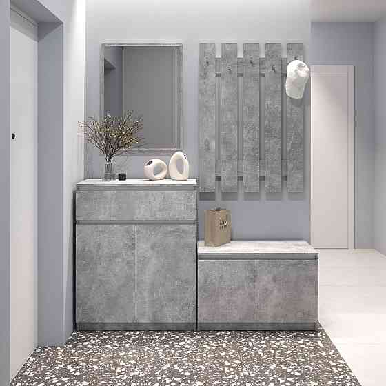 Прихожая VAYS, комплект в прихожую №2 Бетон-Белые планки Львов