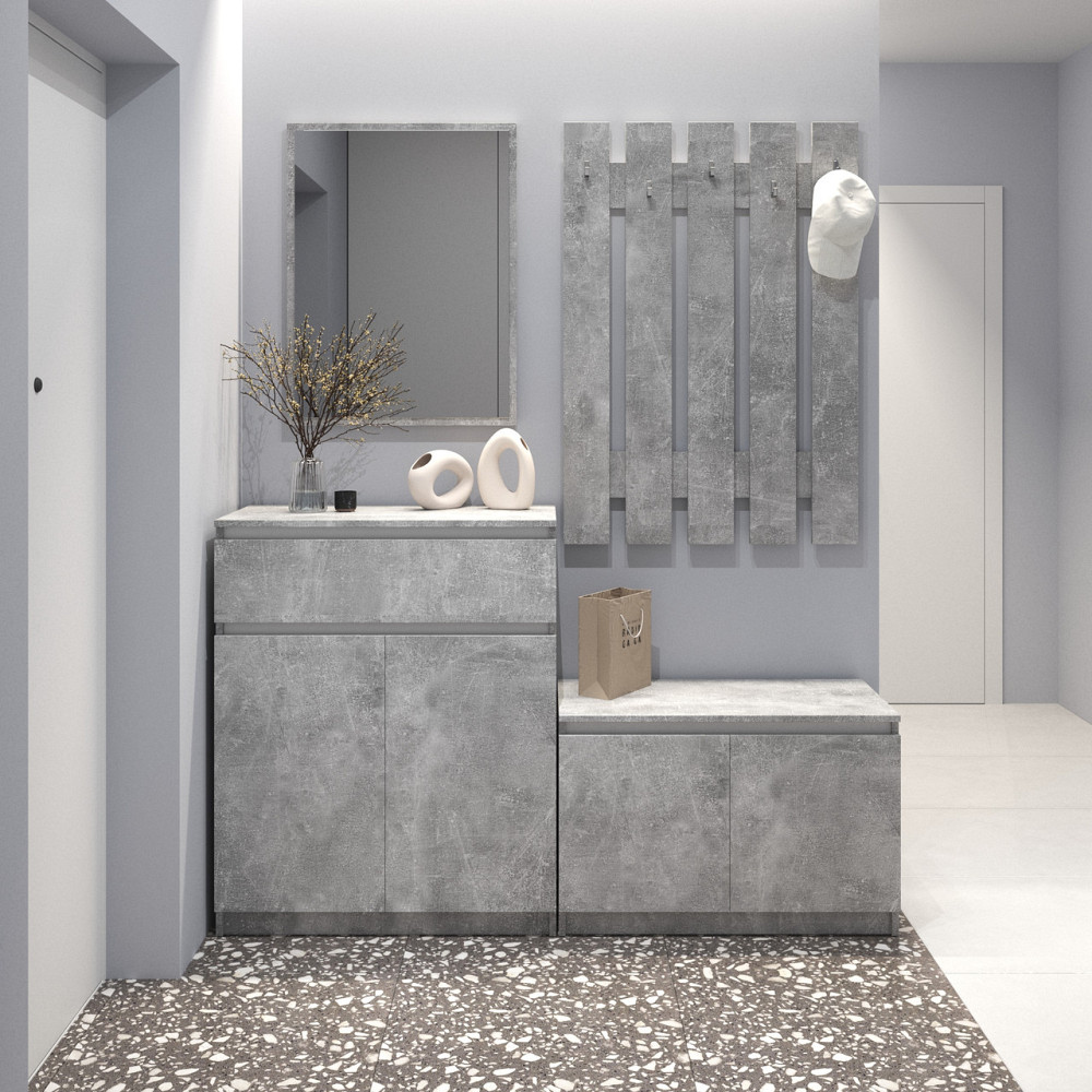 Прихожая VAYS, комплект в прихожую №2 Бетон-Белые планки Львов - изображение 1