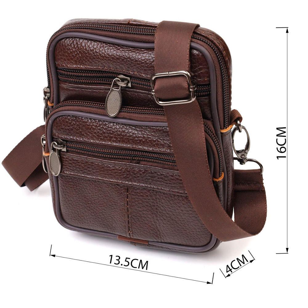 Компактна сумка чоловіча на пояс із натуральної шкіри 21484 Vintage Коричнева Київ - фото 7