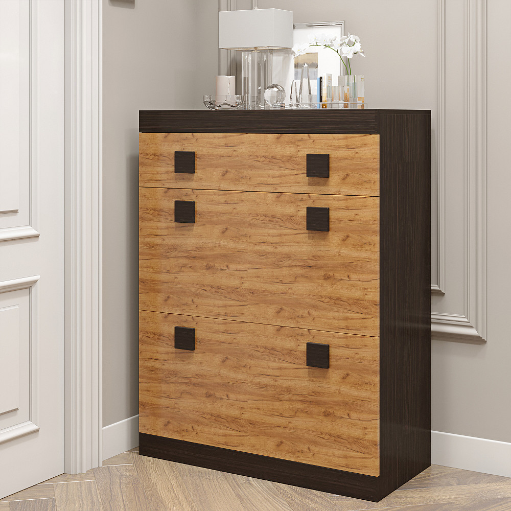 Тумба для обуви Эверест Соната ТО-800 80х38х105.5 венге темный + дуб крафт золотой (DTM-2214) Львов - изображение 3