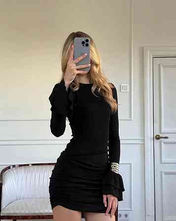 Жіноче мініплаття зі складками рубчик Чорний, 46/48 Одеса