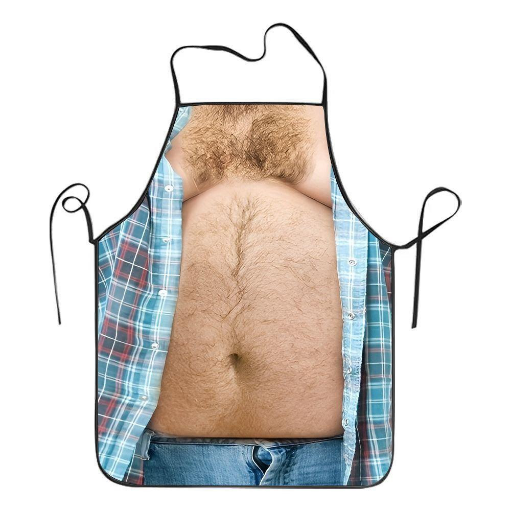 Фартух з приколом чоловічий кухонний Пузатий чоловік у клітчастій сорочці для кухні та мангалу Київ - фото 3