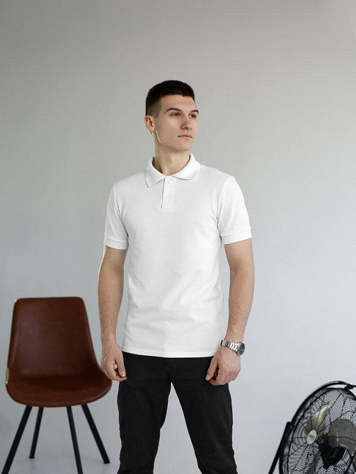 Біле базове чоловіче поло веса/літо Pobedov Royal Batal Київ - фото 1