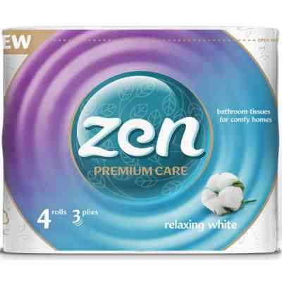 Туалетний папір Zen Premium Care Relaxing White 3 шари 4 рулони (5944582100176) Вінниця