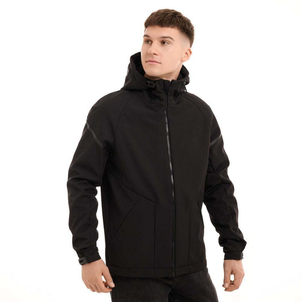 Чоловіча куртка весна осінь демісезонна з капюшоном softshell чорна Pobedov Vector XL Одеса - фото 4