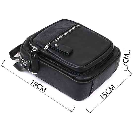 Компактная мужская сумка из натуральной кожи Vintage 20477 Черный Киев