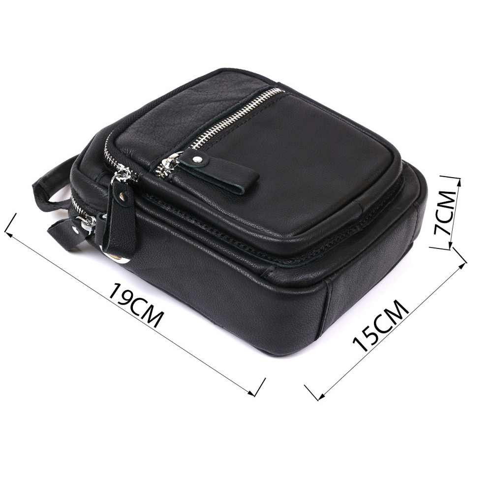 Компактна чоловіча сумка з натуральної шкіри Vintage 20477 Чорний Київ - фото 4