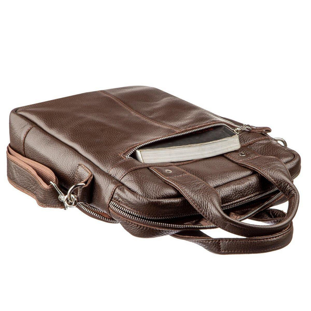 Качественная мужская сумка вертикального формата SHVIGEL 11168 под А4 Коричневая флотар Киев - изображение 8