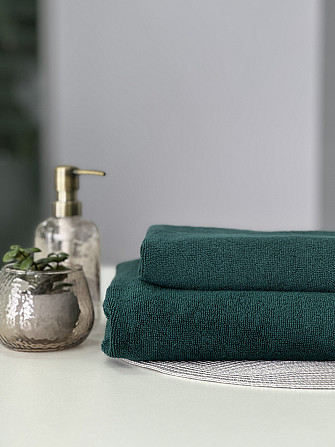 Комплект полотенец однотонных Ideal Textile 50х90см + 100х150см 450 г/м2 изумрудный Черновцы - изображение 3