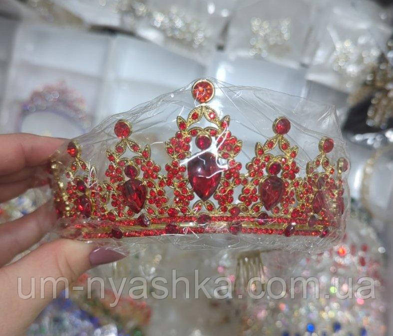 Диадема на обруче Корона золотая с красными камнями Кривой Рог - изображение 2