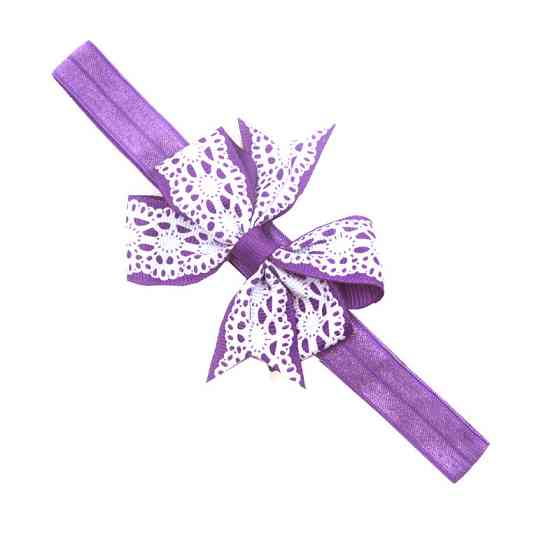 Дитяча пов'язка з мереживним принтом на голову one size фіолетово-білий Київ