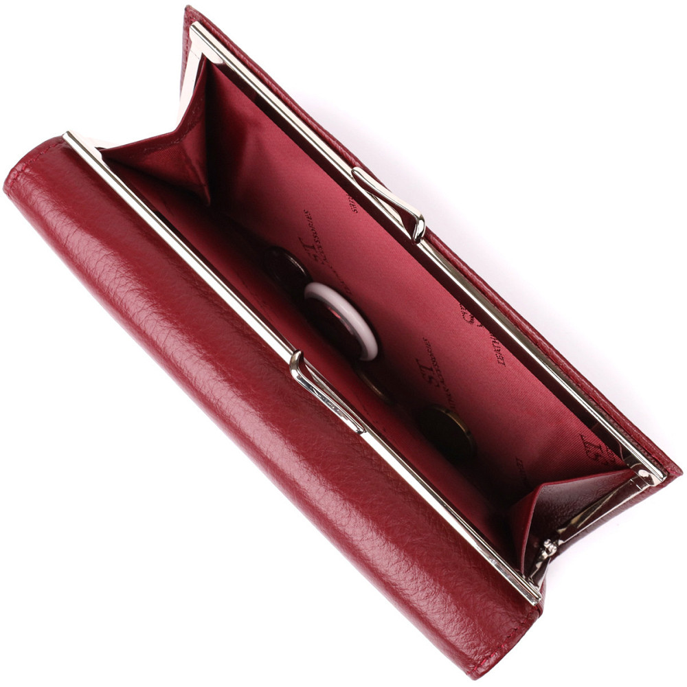 Элегантный кошелек для женщин с монетницей из натуральной кожи ST Leather 23107 Бордовый Киев - изображение 4