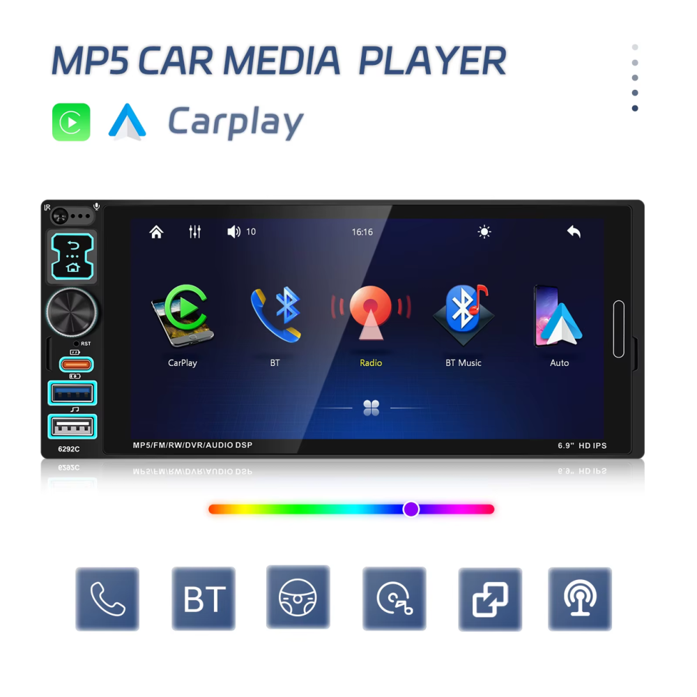 Автомагнитола 1DIN 6,9
