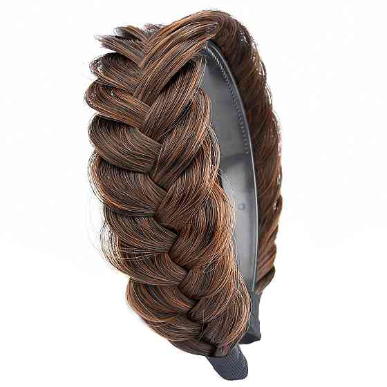 Плетена пов'язка Gledola Wide Messy Braided Headband Auburn синтетична руде волосся еластична з зубцями коса для жінок і дівчат Київ
