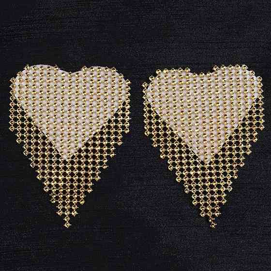 Наклейки на груди сердечка 6 на 8 см золотистий Київ