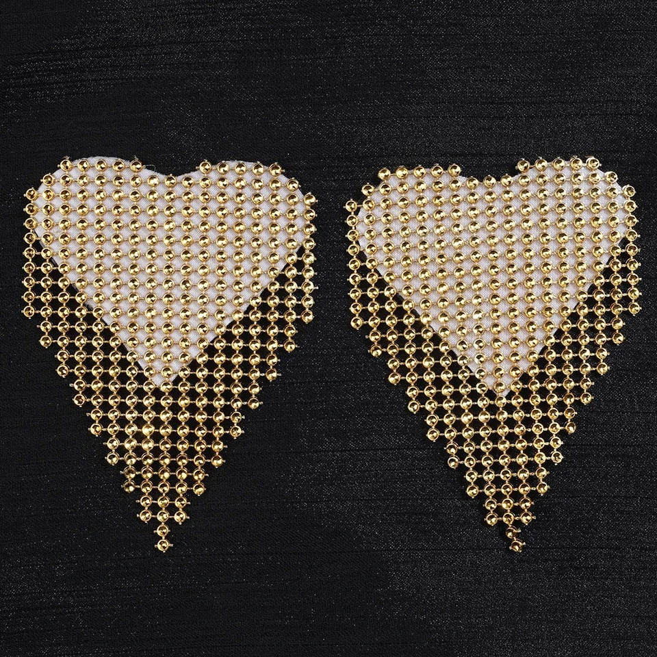 Наклейки на груди сердечка 6 на 8 см золотистий Київ - фото 1