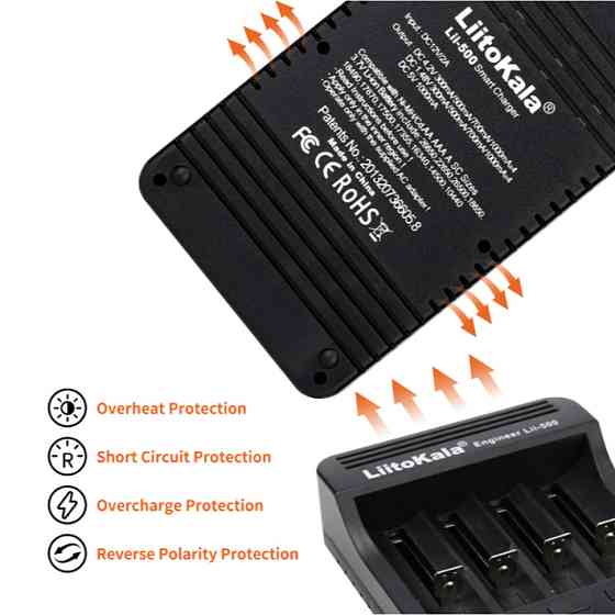 Зарядний пристрій Liitokala Lii-500, 4 канала, Ni-Mh/Li-ion, 220V/12V, Powerbank, Test, LCD, Box Ровно